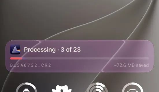 Live conversion progress on the iPhone Lock Screen and Dynamic Island